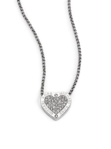 michael kors heart necklace and earrings|Michael Kors sterling silver necklace.